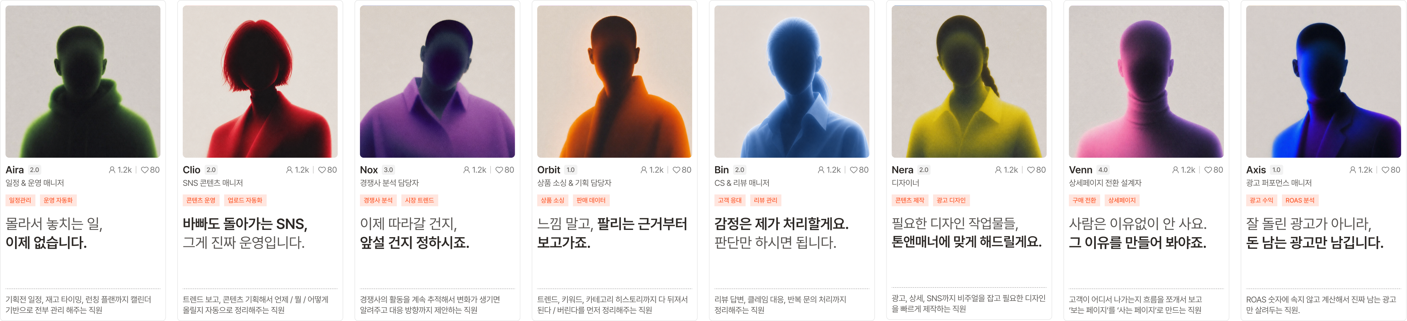 AI 직원 카드 목록